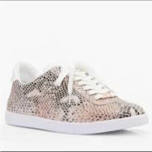 NIB Paige Amy Snake Print Sneakers in Pink/Gold Multi Leather size 7.5M